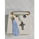 Παραμάνα με χάντρες σταυρό και εκτυπωμένο κουτί σιελ