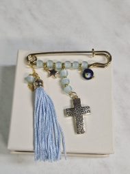 Παραμάνα με χάντρες σταυρό και εκτυπωμένο κουτί σιελ