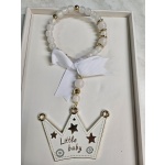 Διακοσμητικό κρεμαστό γούρι λευκό με κορώνα